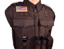 brown custom load bearing vest carrier with tane paulets